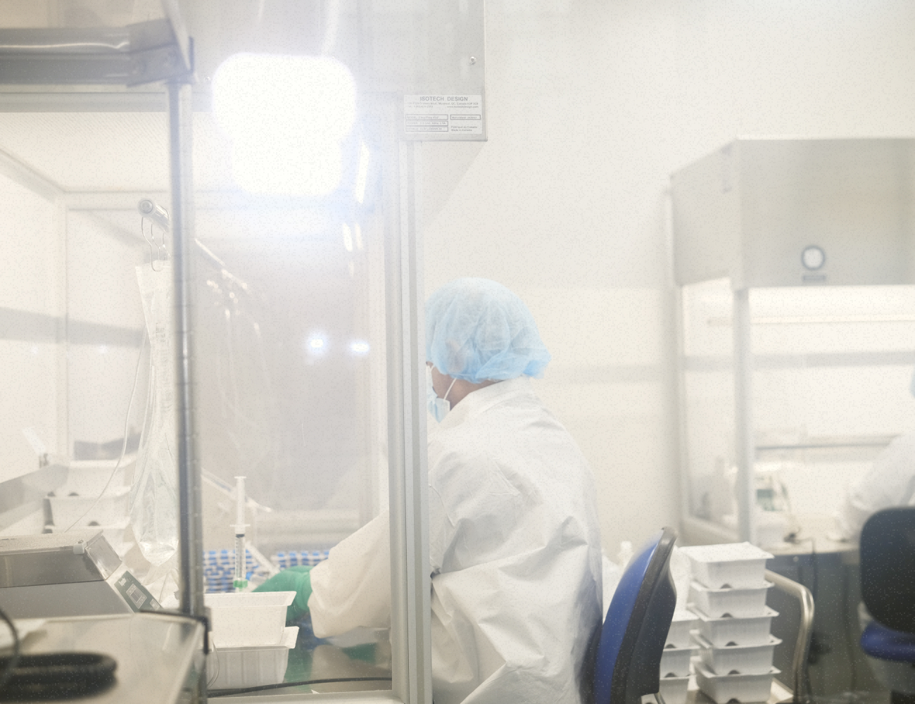 Lab professionals in sterile environment